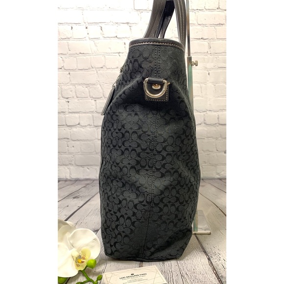 Coach Voyage Signature Logo Tote in Black - Picture 5 of 10